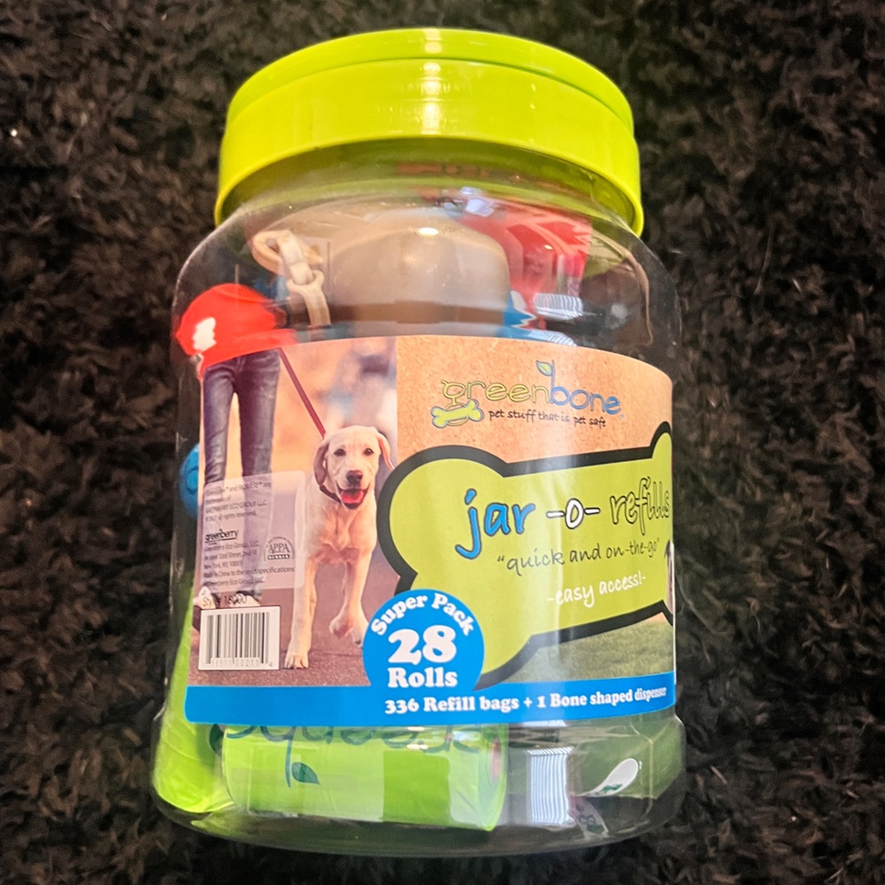 Jumbo Jar of 28 waste Bag Refills and dispenser